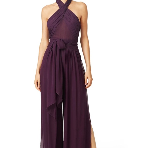 NWT Rachel Zoe Eggplant Robbin’s Halter Jumpsuit Size 4 - Picture 1 of 11